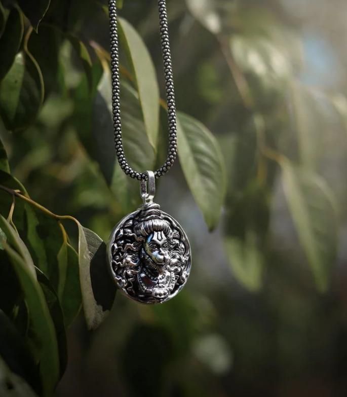 Hanuman Ji Pendant Oxodised Silver Chain