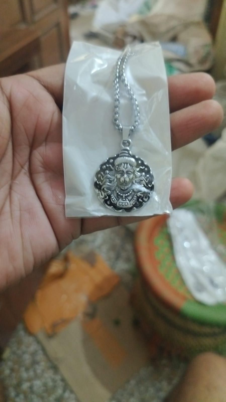 Hanuman Ji Pendant Oxodised Silver Chain